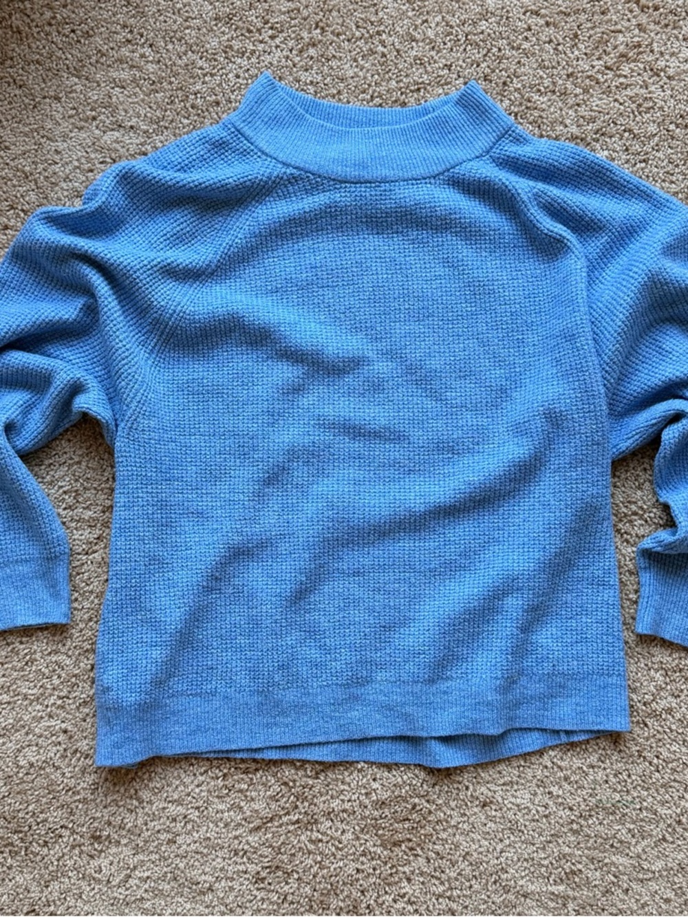 GAP Light Blue Waffle Knit Mock Neck Sweater